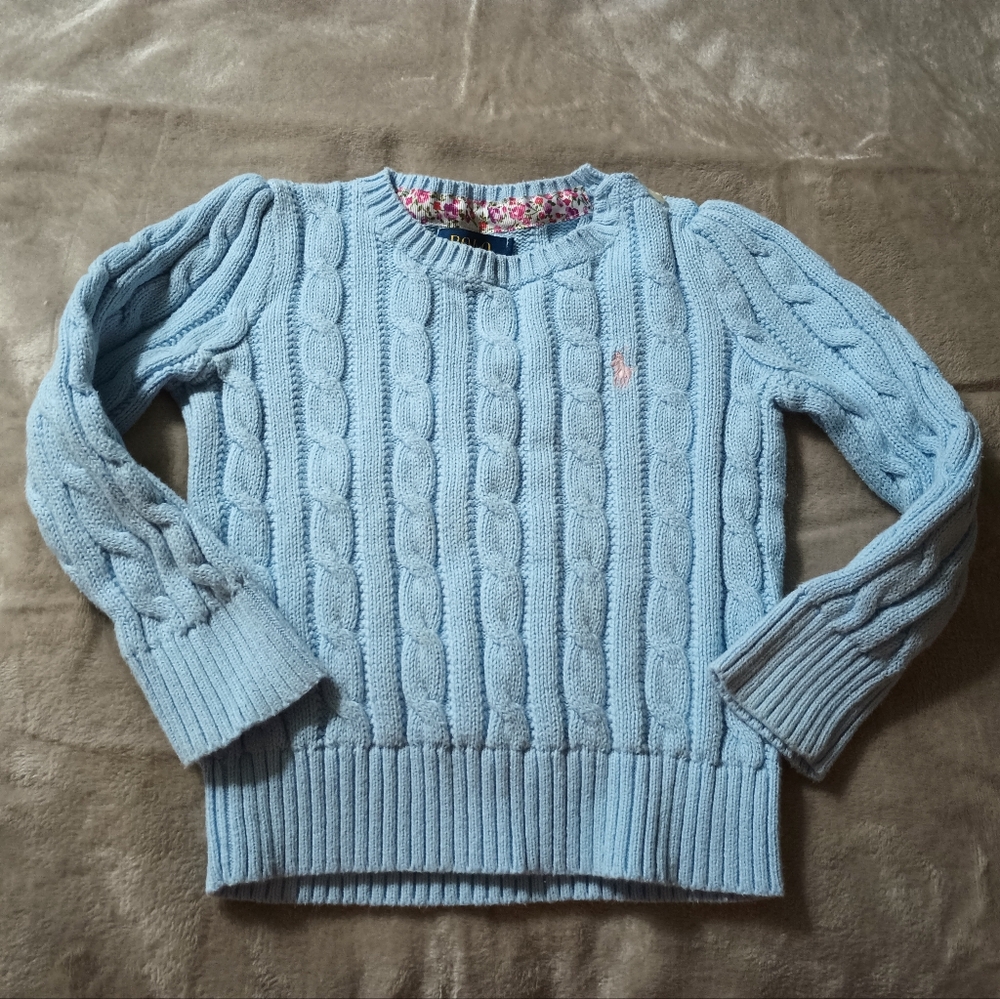 Polo Ralph Lauren Light Blue Cable Knit Sweater Size 2T